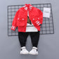 Boys Fashion Letter Printing Five-pointed Star Stand Collar Long Sleeve Coat