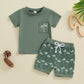 Amazon's New Arrival Boys' Coconut Embroidered Printed Short-sleeved Shorts