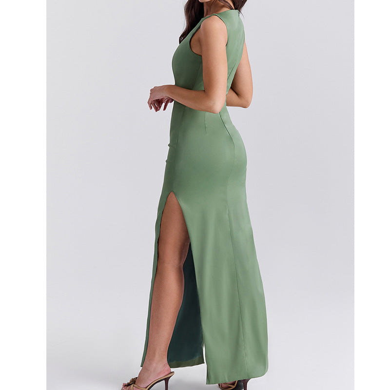 Female Retro Hip-wrapped Slit Slim-fitting Dress