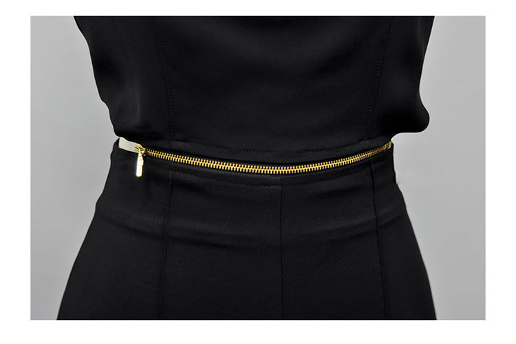 Casual Show Waist Suit Feminine V-Neck Split Style