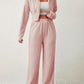 Women's Solid Color Top And Pants Set