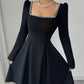 French-style Spring Women's Dress With A Square Neckline Design
