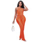 Summer New Pleated Solid Color Sling Top Wide Leg Trousers Casual Suit