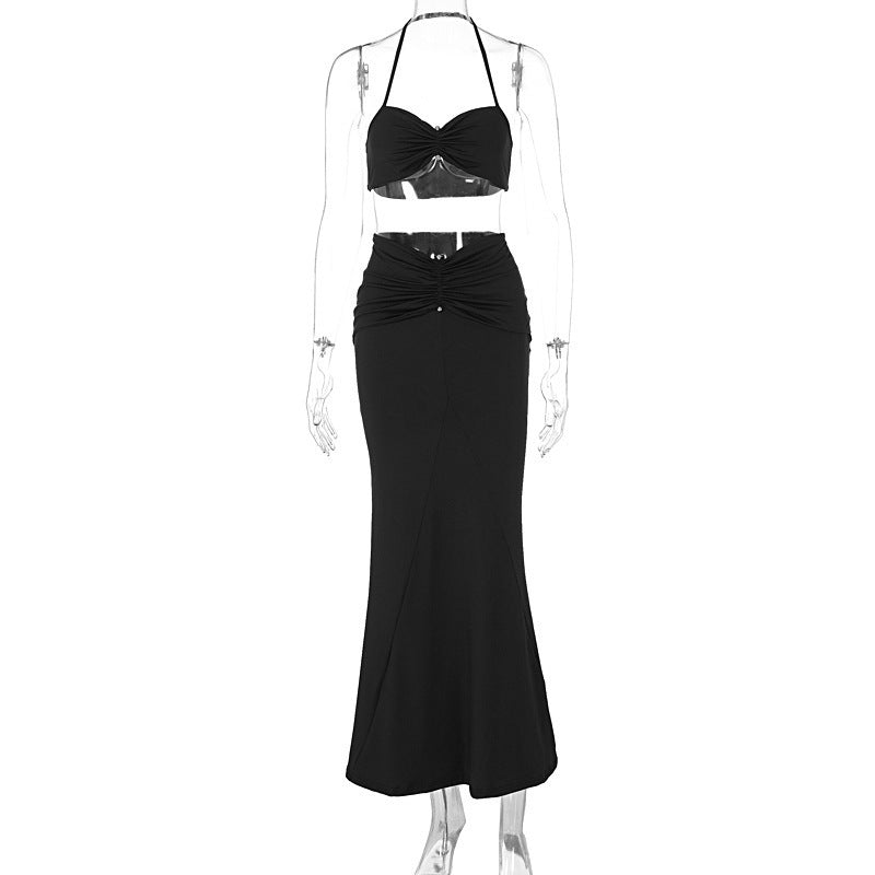European And American Halter Spaghetti Straps Sheath Skirt Suit