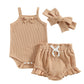 Children's Summer Waffle Suspender Bow Set
