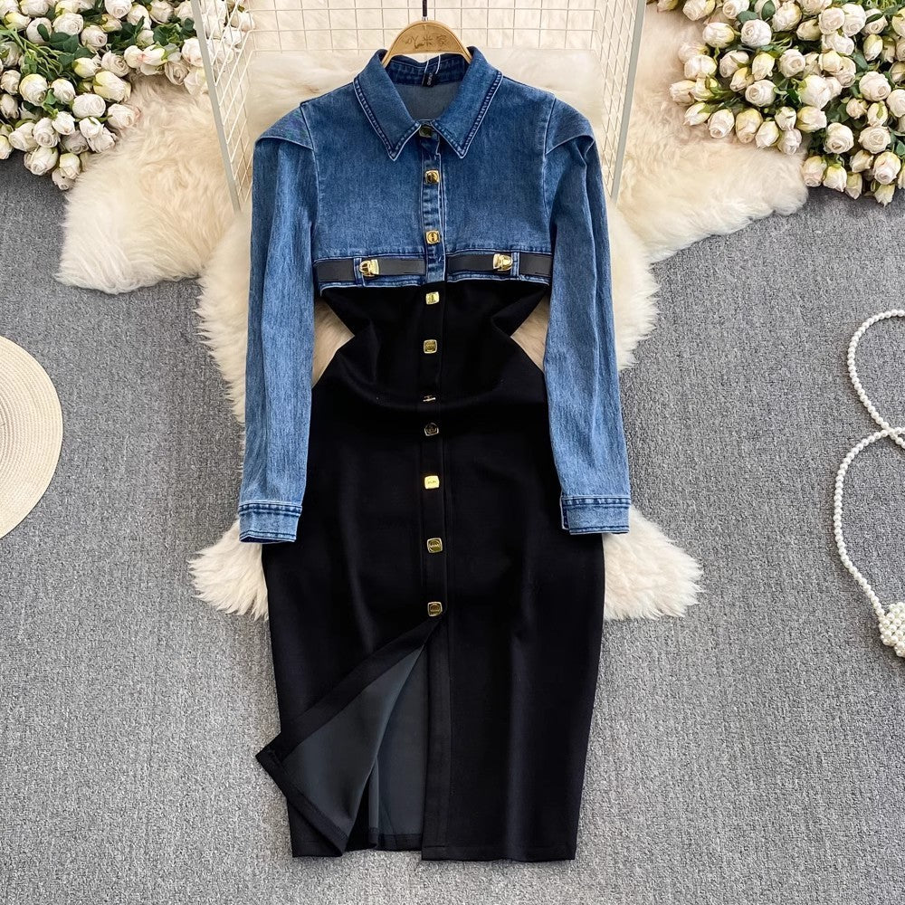 Women's Mid-length Single-breasted Sheath Jumpsuit