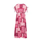 V-neck Hollow Midriff Outfit Patchwork Printed Short Sleeve Dress