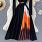 Women's Color Changing Pleated Slim Waisted Swing Dress