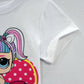 Girls' Cartoon Short Sleeves And Skirt Suit