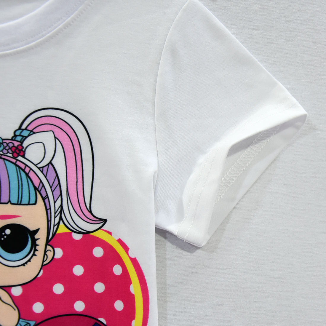 Girls' Cartoon Short Sleeves And Skirt Suit