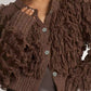 Women's Knit Cardigan Button Loop Fringe Sweater
