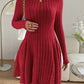 Robe à manches longues et jupe courte en tricot français pour femme
