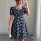 Four-way Stretch Printed Elegant Slim-fit Dress For Women