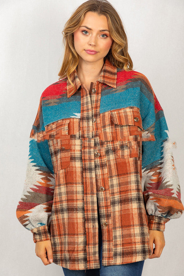 Manteau en laine à carreaux AZTEC pour femme avec poche à revers