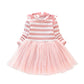 Striped long sleeve patchwork gauze dress