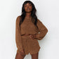 Independent station autumn and winter sweater long sleeve suit Amazon cross-border new home solid color shorts two-piece suit