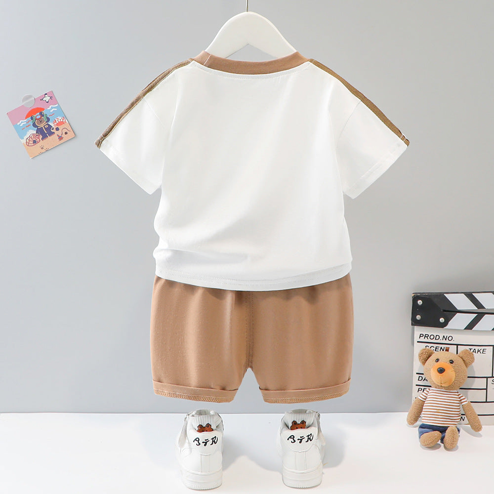 Ensemble deux pièces à manches courtes avec motif animal de dessin animé, style western pour enfants