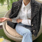Pearl ButtonLoose Pocket Quilted Tweed Short Coat