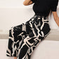 Fashion Jacquard Short-sleeved Top Printed Casual Wide-leg Pants Two-piece Set