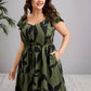 Floral Flutter-Sleeve Drawstring-Waist Maxi Midi Slimming Dress