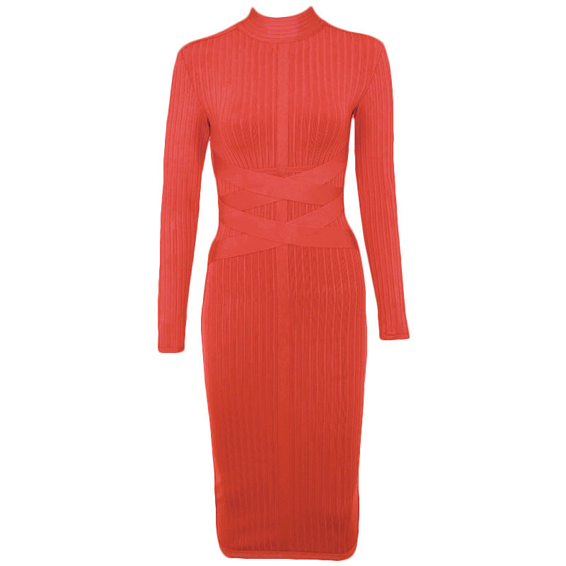 Round neck long sleeve dress