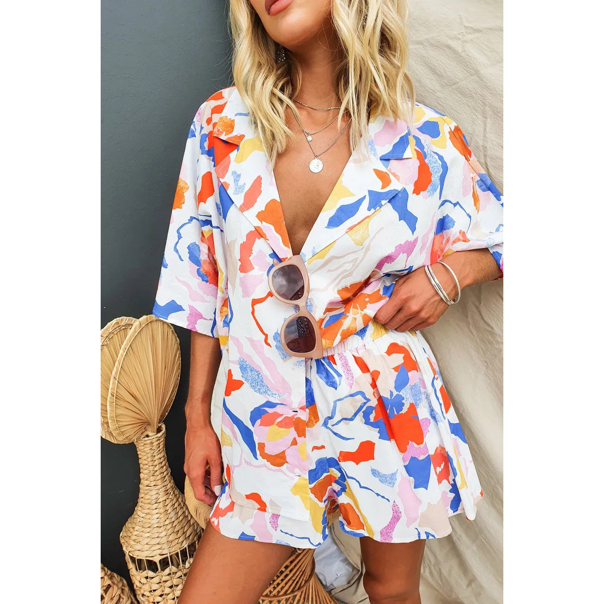 European And American Spring And Summer Lapel Casual Multi-color Suit
