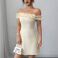 American Retro Socialite Off-neck Temperament Adult Lady Like Woman Design Sense Hip-wrapped Short Dress