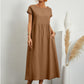 European And American Solid Color Sleeveless Loose Cotton Linen Pocket Dress