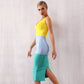 Colorblock bandage dress