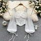 Women's Square Neck Puff Sleeve Long Sleeve Shirt