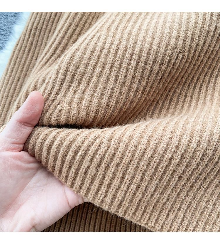 Casual Fashion Retro Long-sleeved Knitted Dress Waist Slimming Elegant Inner Match Long Dress