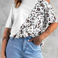 Crew Neck T-Shirt Women's Print Leopard Casual Short Sleeve Top