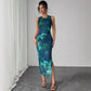 New Women's Sleeveless Printed Mesh Tight Dress