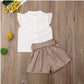 Ensemble 2 pièces short sans manches à col feuille de lotus pour bébé