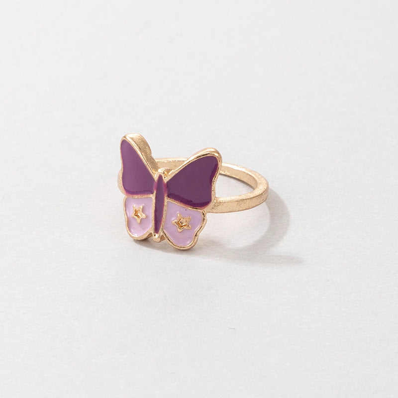Cute Cartoon Dripping Oil Ins Wind Color Multi-element Single Ring