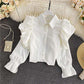 Elegant Retro  Style Puff Sleeve Top