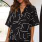 Casual Shirt Short Sleeve Cardigan Printed Home Two-piece Set