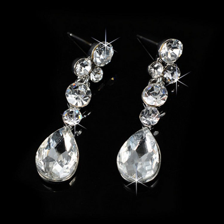 Korean wedding bride female diamond necklace earrings set water money supply accessories wholesale trade