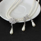 European and American foreign trade big wedding bride jewelry pearl crystal diamond necklace earrings set CMT087
