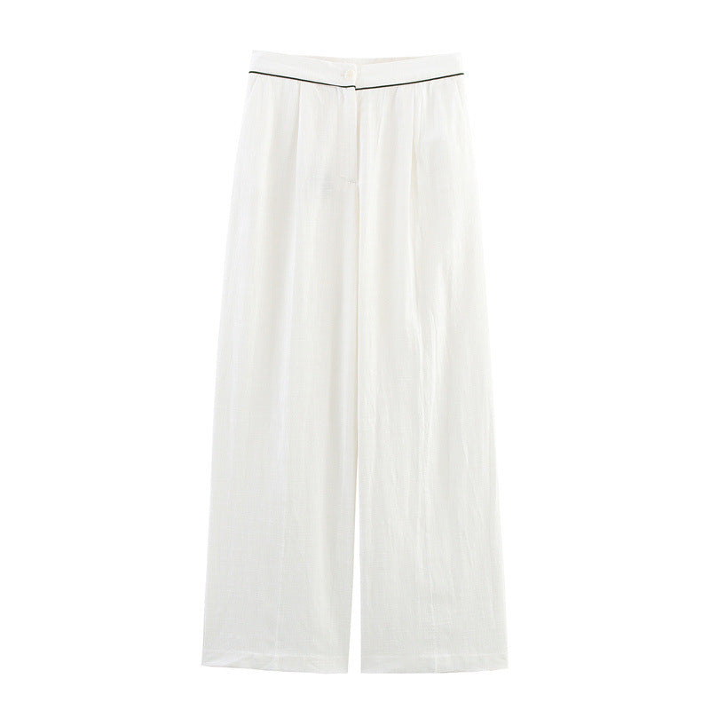 Rolled Double Breasted Coat Wide Leg Pants