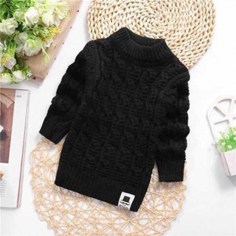 Chemise en tricot épais et pelucheux pour bébé et enfant, col rond, taille haute