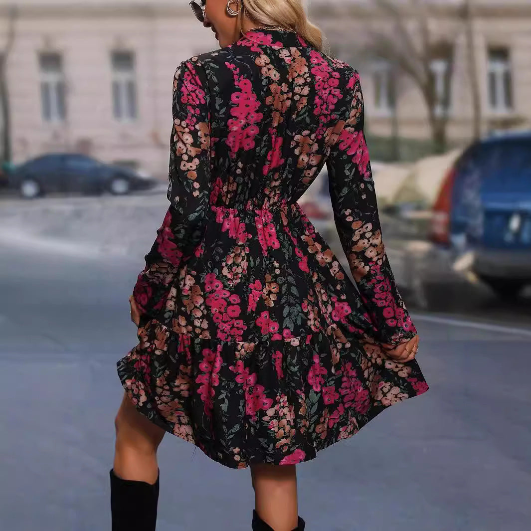 Robe chemise imprimée élégante pour femme, nouvelle collection automne