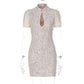 Women's Sexy Lace Hollow-out Bodycon Short-sleeve Dress