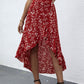 Ruffled Printed Irregular Swing Skirt