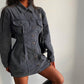 Long Sleeve Denim One-piece Dress Mid-length Jacket