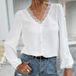 Eyelash Lace Stitching V-neck Pullover Lace Long-sleeved Shirt