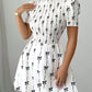 Womens Ruffle-Sleeve Bow-Knot Pullover Dress
