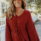 Women's Chiffon Buttoned Hollow Long Sleeve Shirt