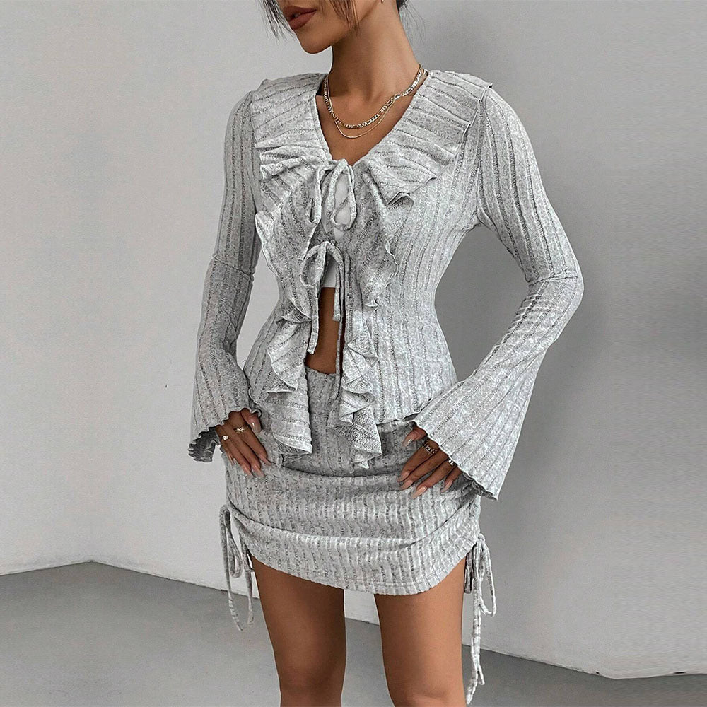 Women's Elegant Fashion Ruffled Slim-fit Suit