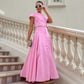 Cotton High Waist V-neck Dress Suit